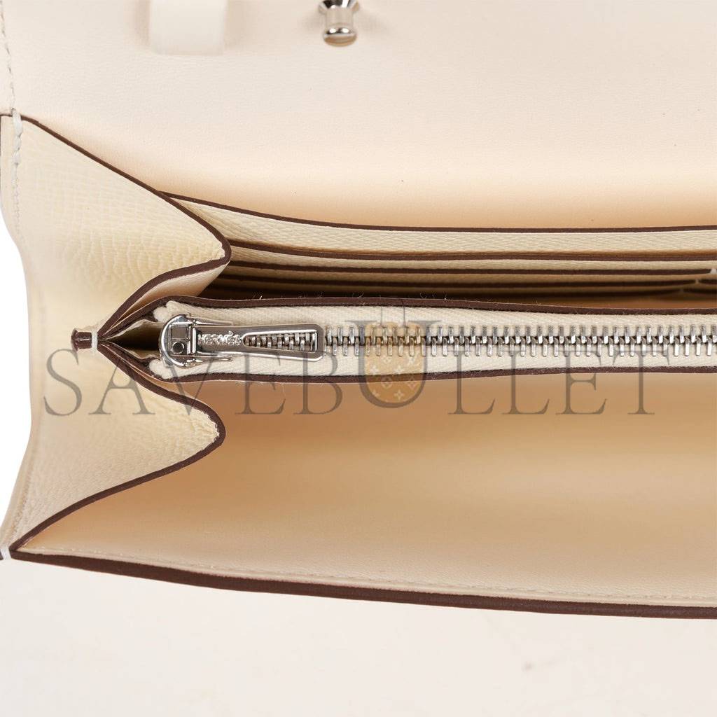 HERMES CONSTANCE WALLET TO GO NATA EPSOM AND LIZARD PALLADIUM HARDWARE (22*11cm)